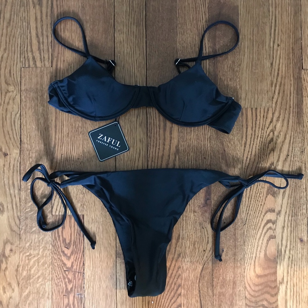 BRAND NEW black bikini top and bottom